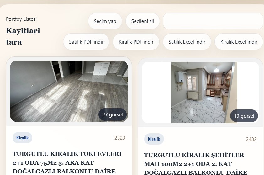 Portfoy liste kartlari